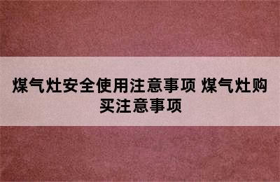 煤气灶安全使用注意事项 煤气灶购买注意事项